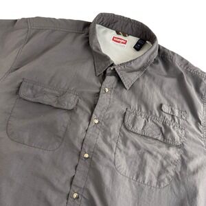 Wrangler Premium Quality‎ 3XL Gray Nylon Button Down Shirt Fishing Travel